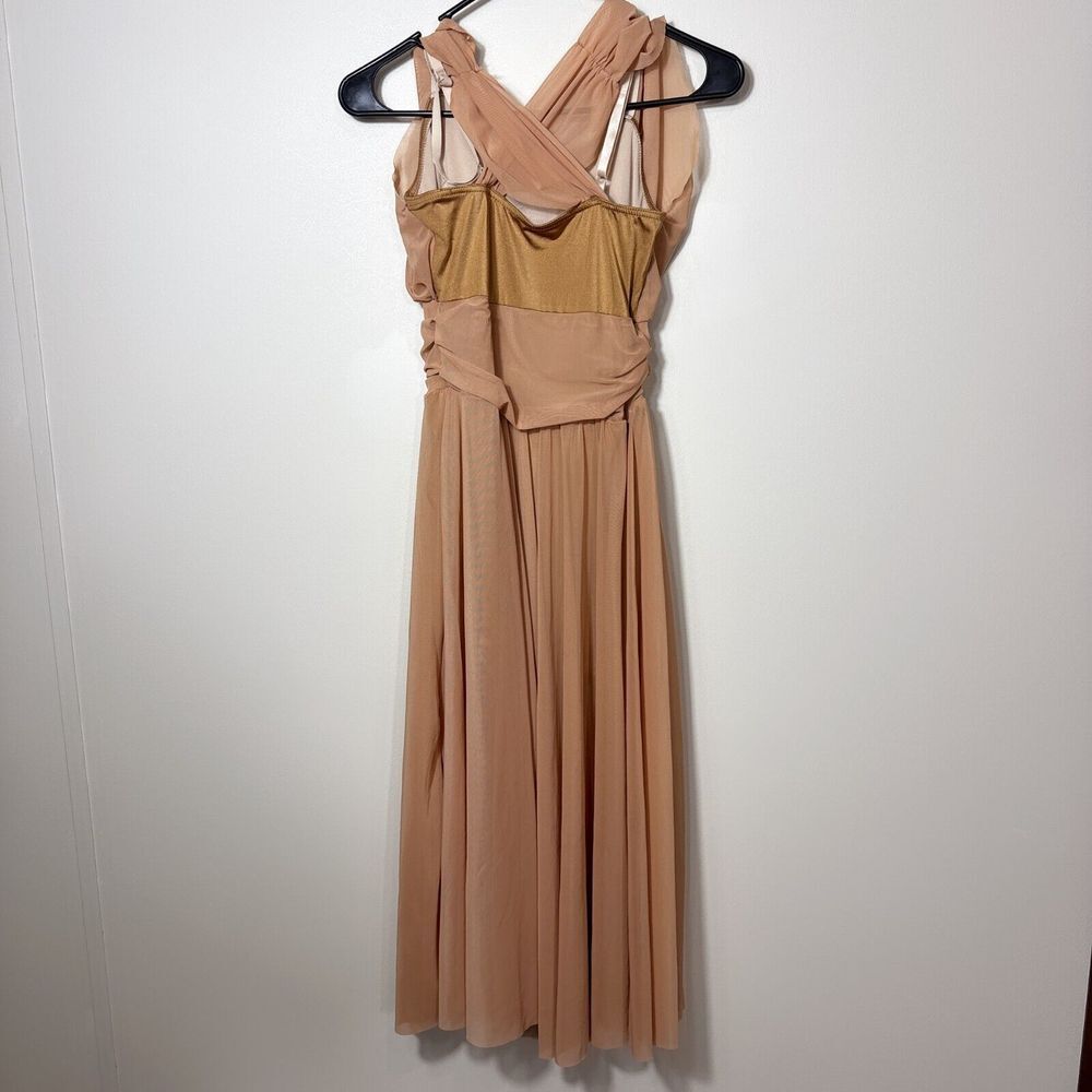 Weissman Maxi Dance Dress Women Small-Adult Tan Mesh Fit & Flare Outdoor